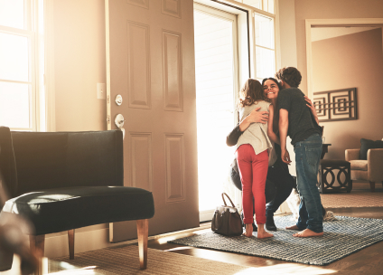 love family standing parents with their children